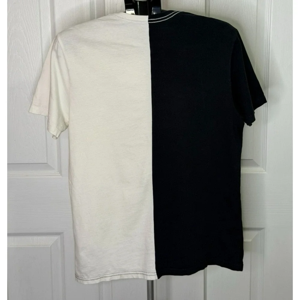 True Religion Buddha Split Colorblock Graphic T-Shirt Black White Men's M